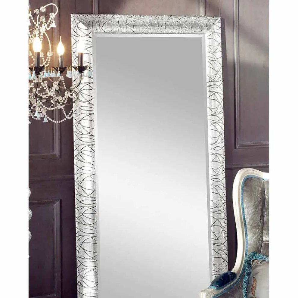 Rechteckiger Wandspiegel aus Tannenholz in Italien Achille