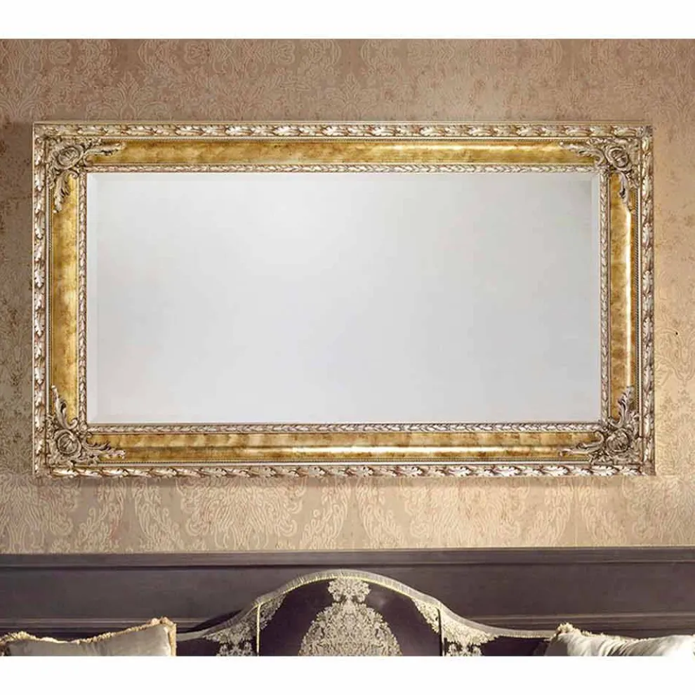 Rechteckiger Wandspiegel mit modernen Linien made in Italy Umberto