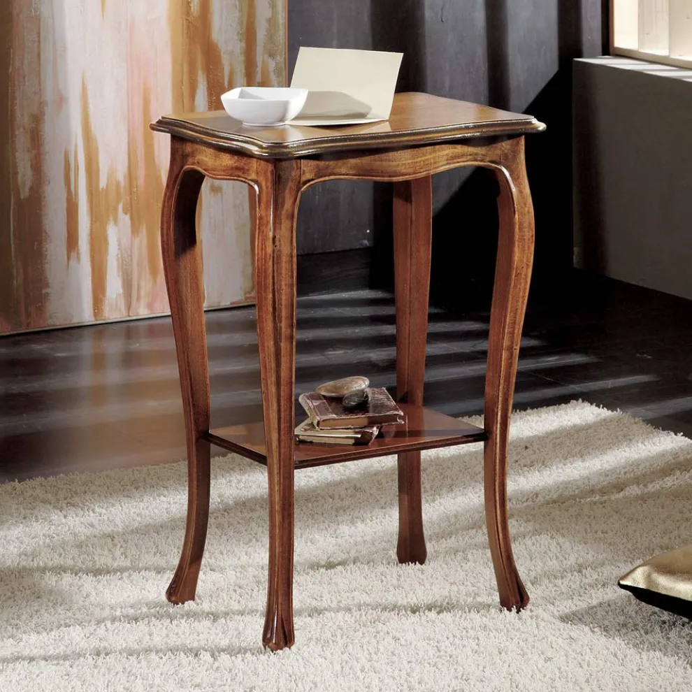 Rechteckiger Wohnzimmer-Couchtisch mit Beinen aus Buche, hergestellt in Italien – Ermes