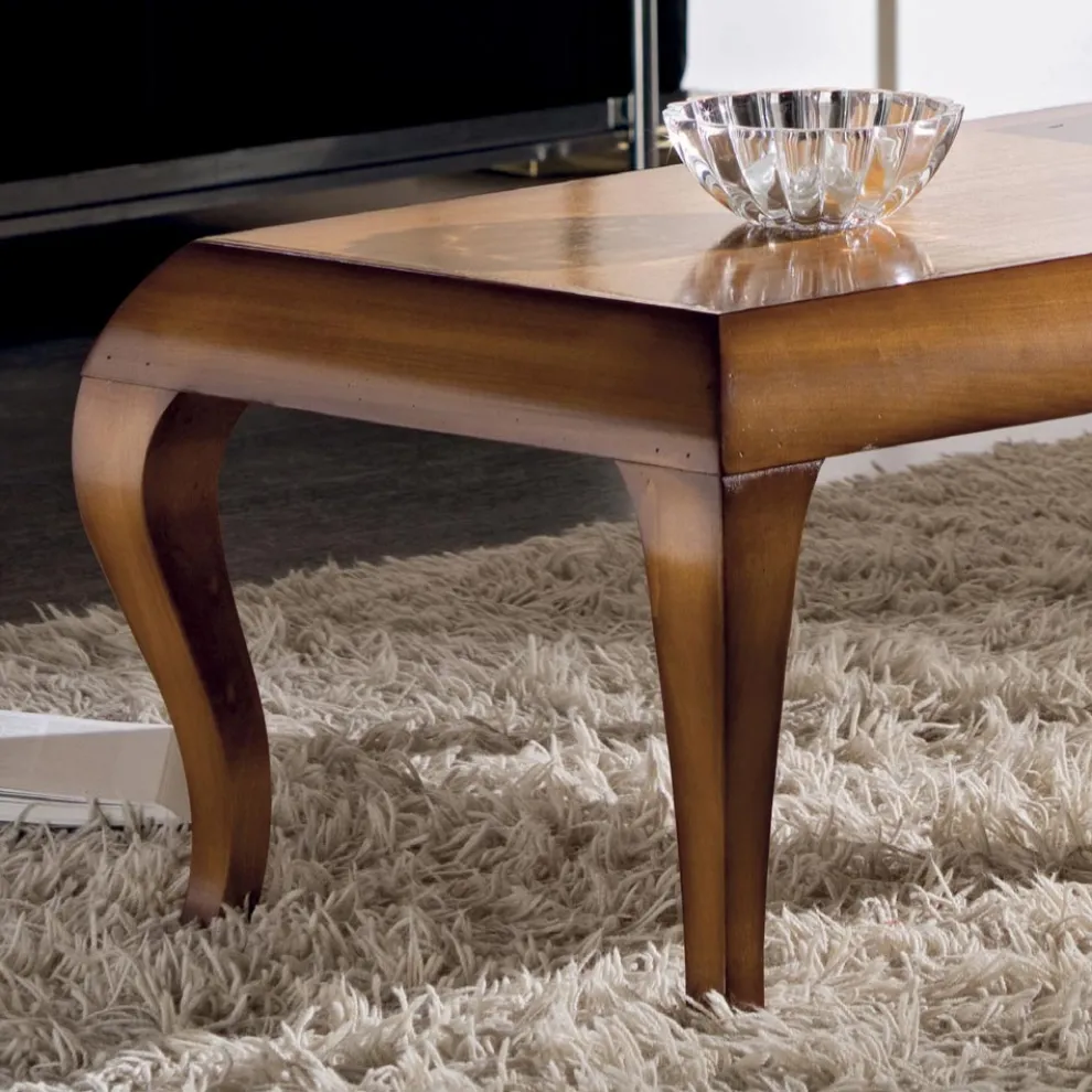Rechteckiger Wohnzimmer-Couchtisch aus patiniertem Kirschholz, hergestellt in Italien – Ares