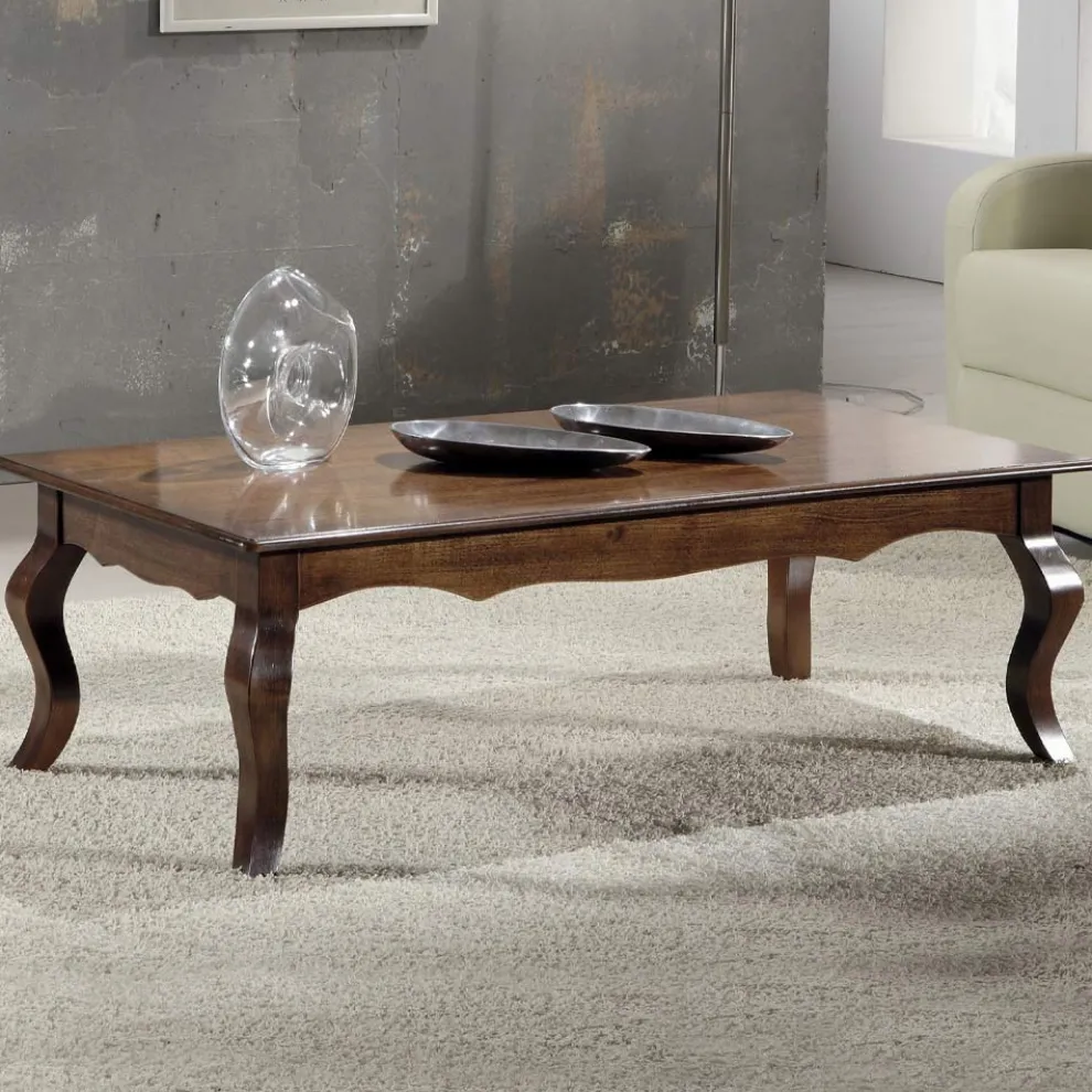 Rechteckiger Wohnzimmer-Couchtisch aus patiniertem Walnussholz, hergestellt in Italien – Afrodite