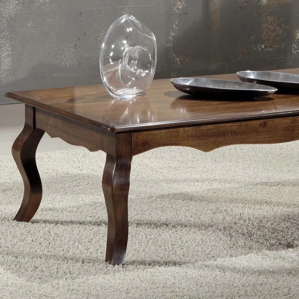 Rechteckiger Wohnzimmer-Couchtisch aus patiniertem Walnussholz, hergestellt in Italien – Afrodite