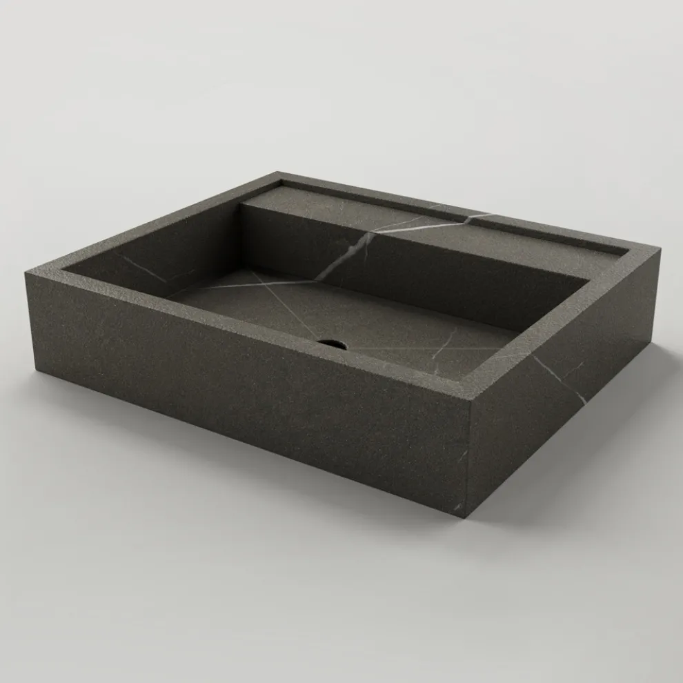 Rechteckiges Aufsatzwaschbecken aus Feinsteinzeug Made in Italy - Cervia