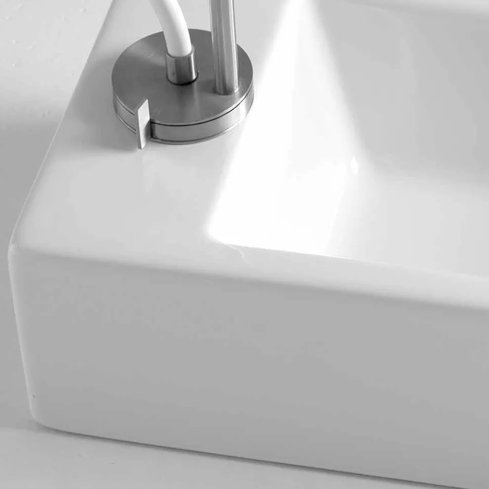 Rechteckiges Aufsatzwaschbecken L 44 cm aus Keramik Made in Italy - Federica