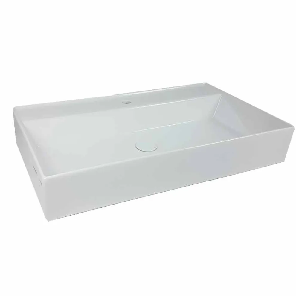 Rechteckiges Aufsatzwaschbecken L 80 cm aus Keramik Made in Italy - Piacione