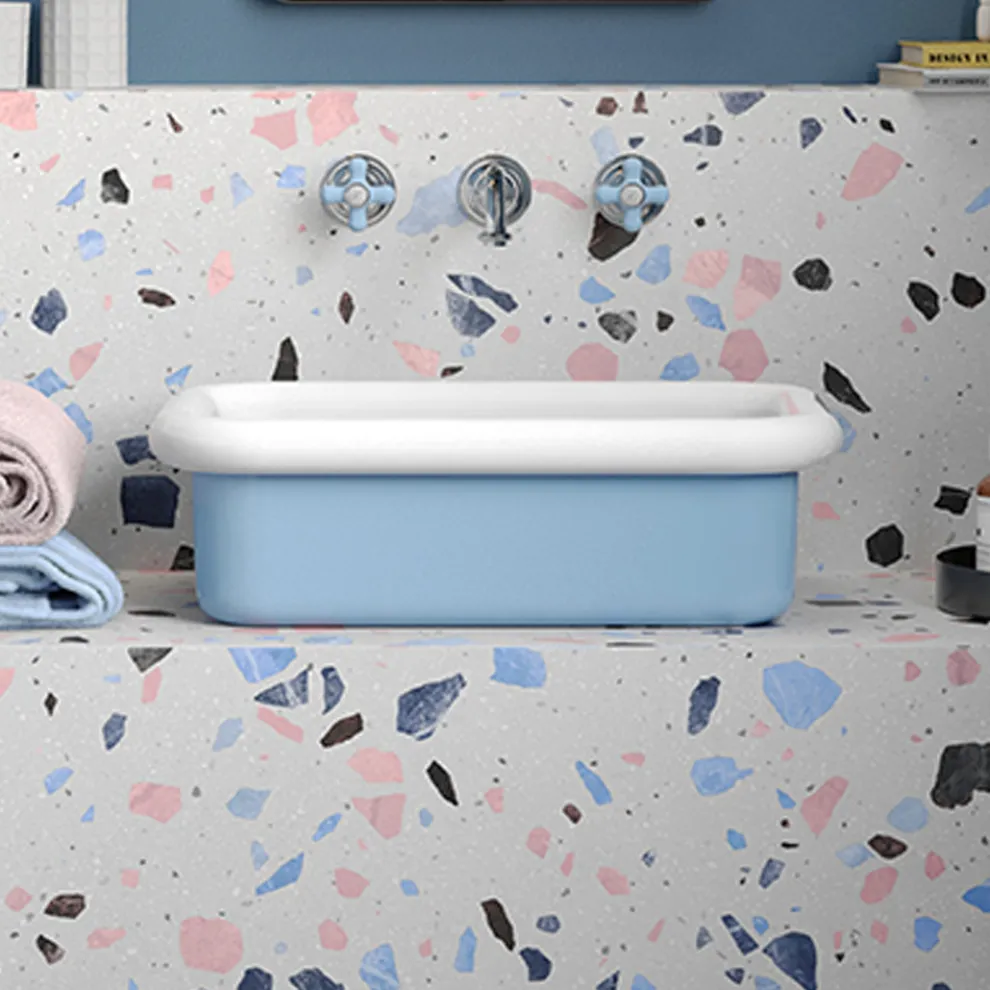 Rechteckiges Aufsatzwaschbecken aus Keramik – Holly