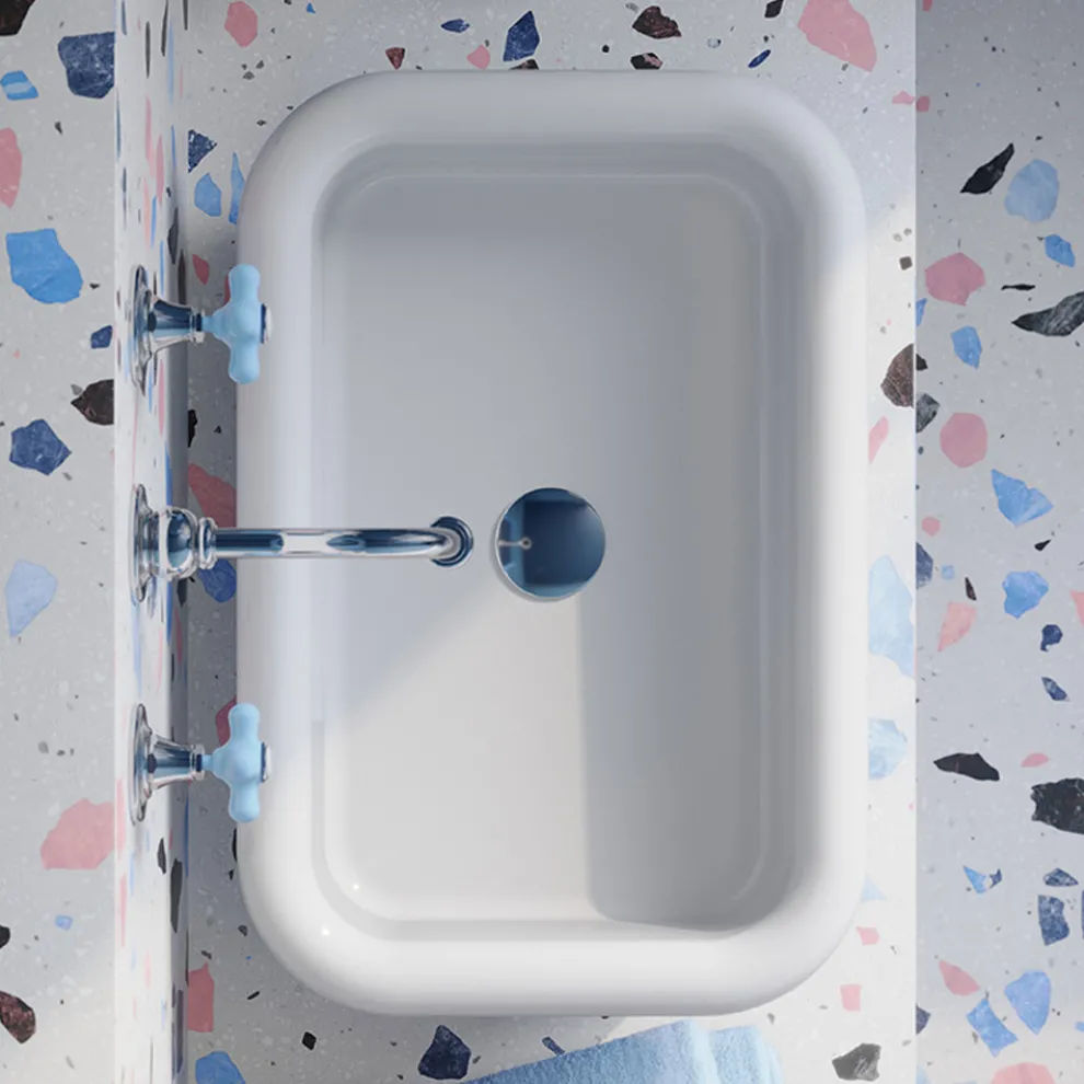 Rechteckiges Aufsatzwaschbecken aus Keramik – Holly