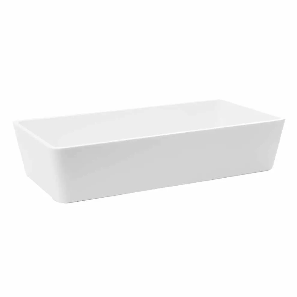 Rechteckiges Aufsatzwaschbecken in Solid Surface White Finish - Sider