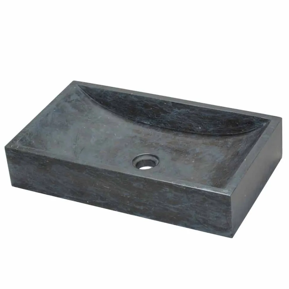 rechteckiges Aufsatzwaschbecken aus schwarzen Marmor Satun Modell