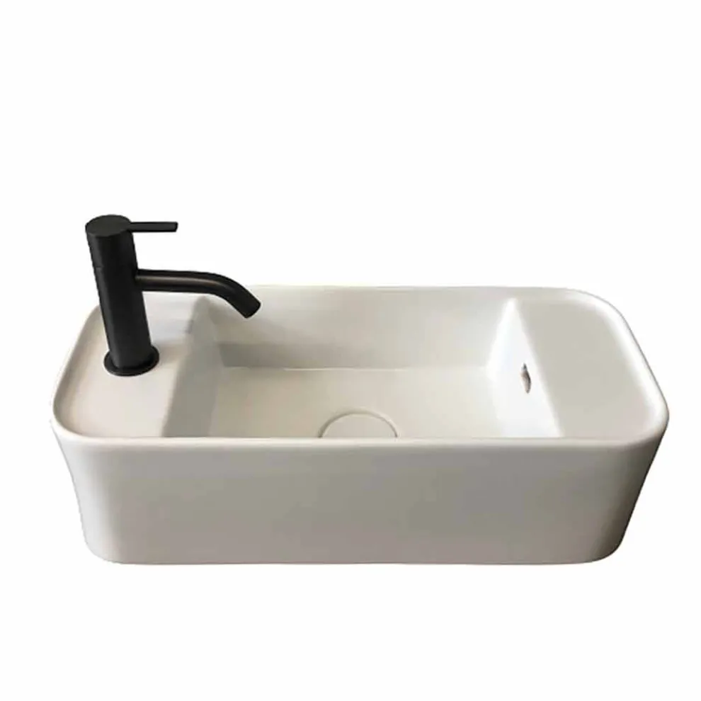 Rechteckiges Aufsatzwaschbecken aus farbiger Keramik Made in Italy - Kino