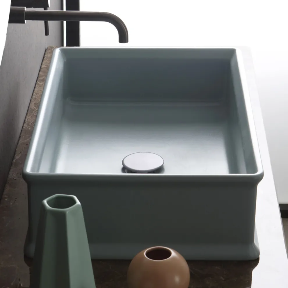 Rechteckiges Aufsatzwaschbecken in Keramik matt L 62 cm - Debora