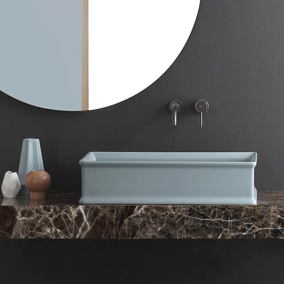 Rechteckiges Aufsatzwaschbecken in Keramik matt L 62 cm - Debora