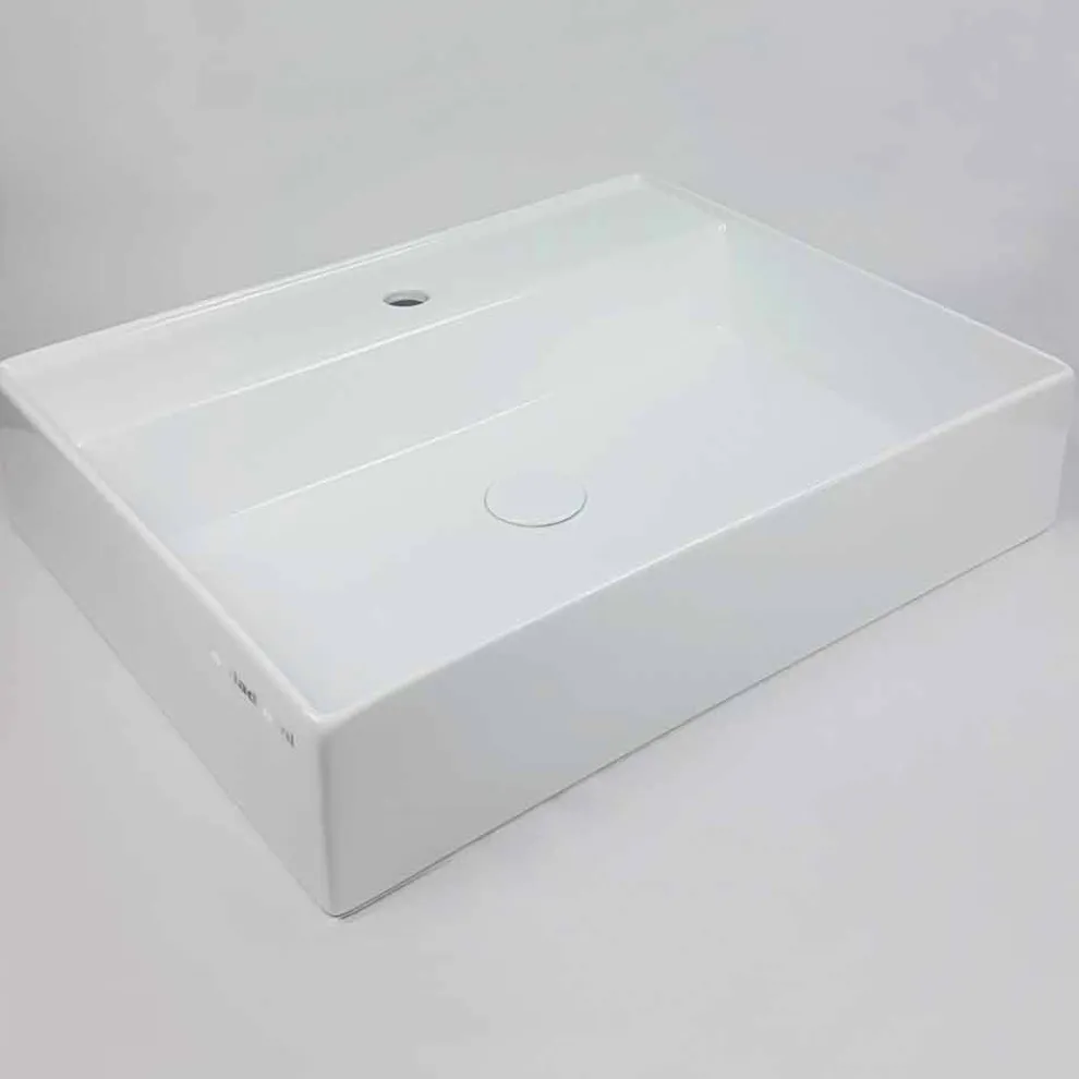 Rechteckiges Aufsatzwaschbecken L 60 cm aus Keramik Made in Italy - Piacione