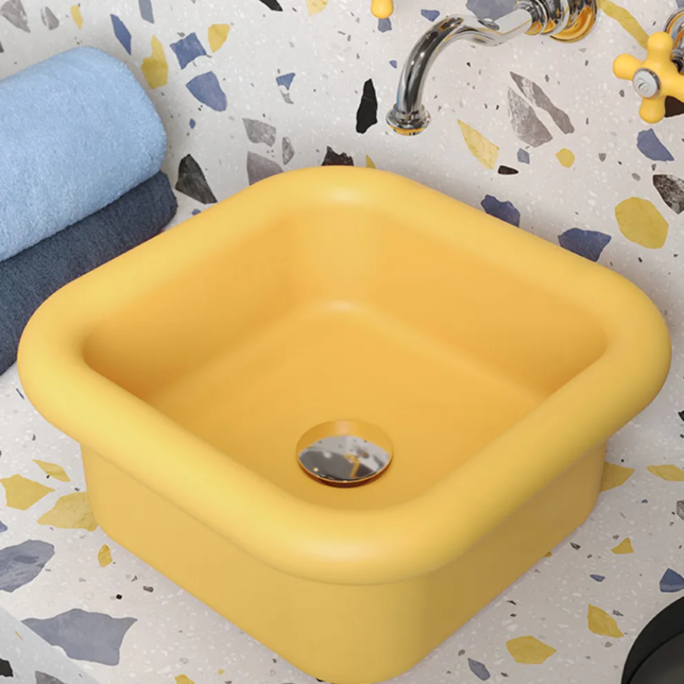 Rechteckiges Aufsatzwaschbecken aus Keramik – Marineblau