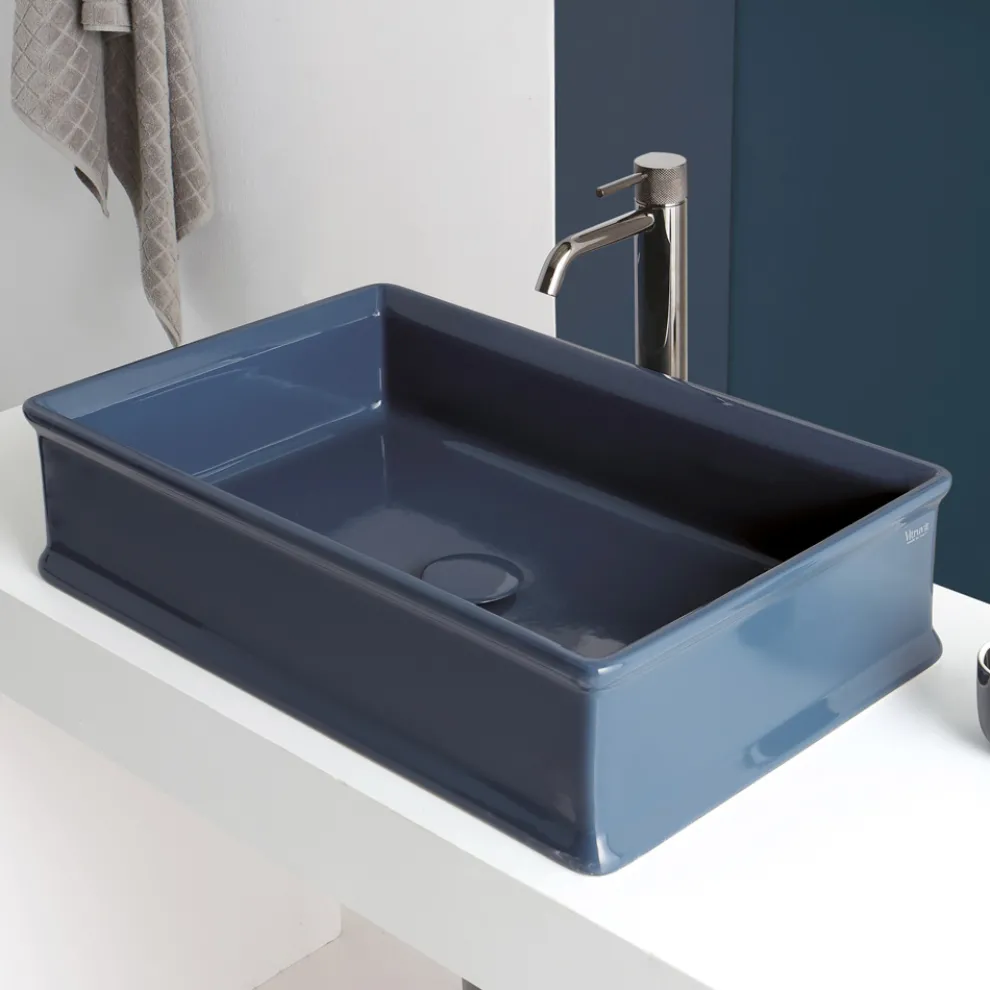 Rechteckiges Aufsatzwaschbecken aus Keramik L 62 cm Made in Italy - Debora