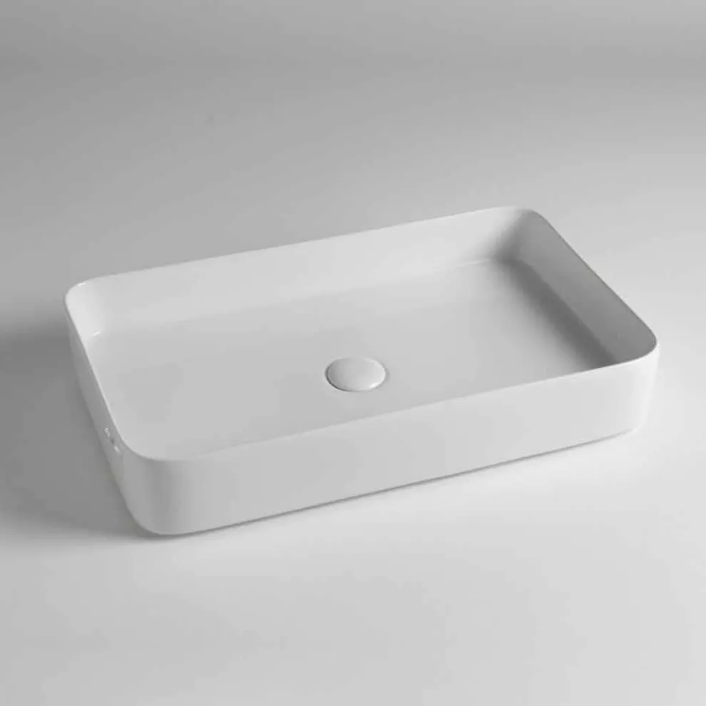 Rechteckiges Aufsatzwaschbecken aus farbiger Keramik Made in Italy - Dable