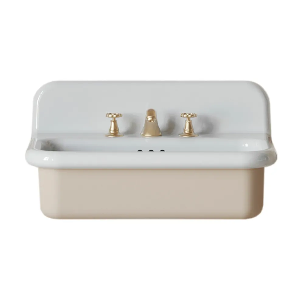 Rechteckiges Badezimmerwaschbecken aus Keramik mit Sockel – Noah