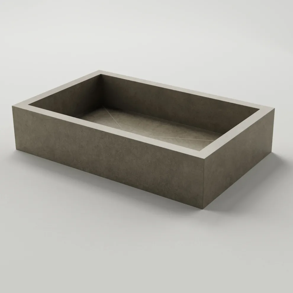 Rechteckiges Badezimmer-Waschbecken aus Feinsteinzeug Made in Italy - Ludmilla