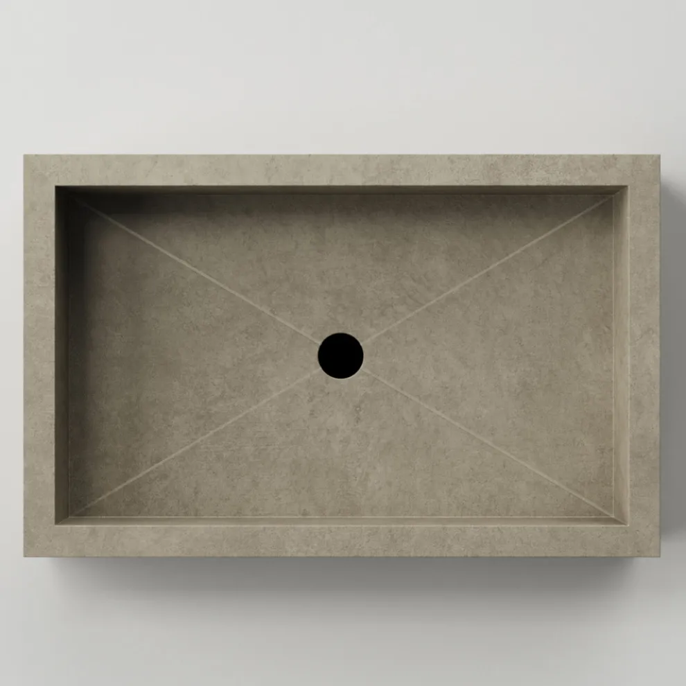 Rechteckiges Badezimmer-Waschbecken aus Feinsteinzeug Made in Italy - Ludmilla