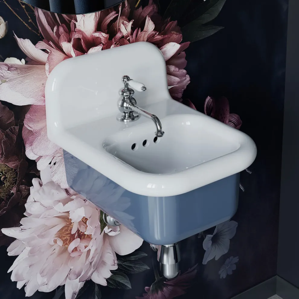 Rechteckiges hängendes Badezimmerwaschbecken aus Keramik – Elodie