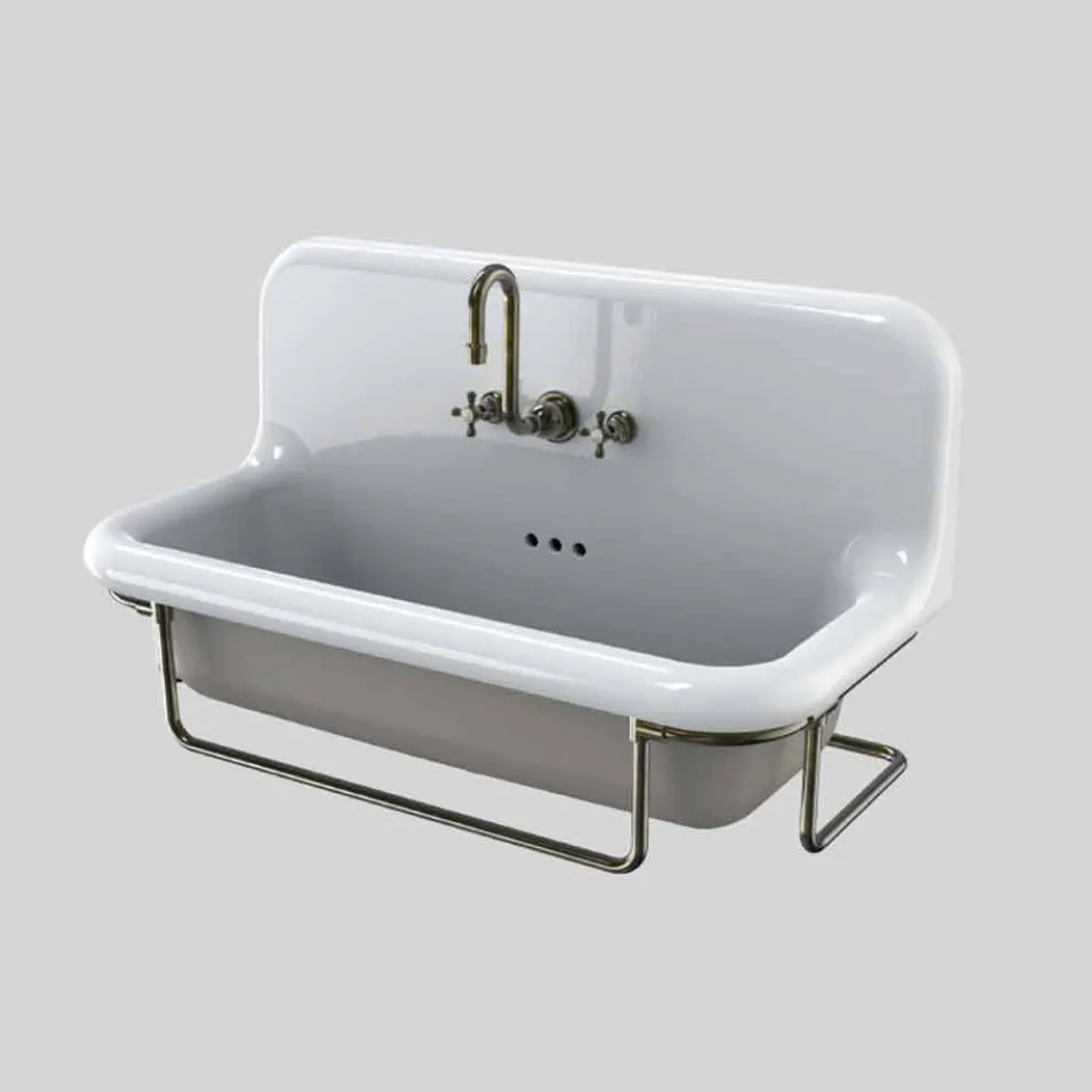 Rechteckiges Keramikwaschbecken mit aufgehängtem Felipe-Metallboden