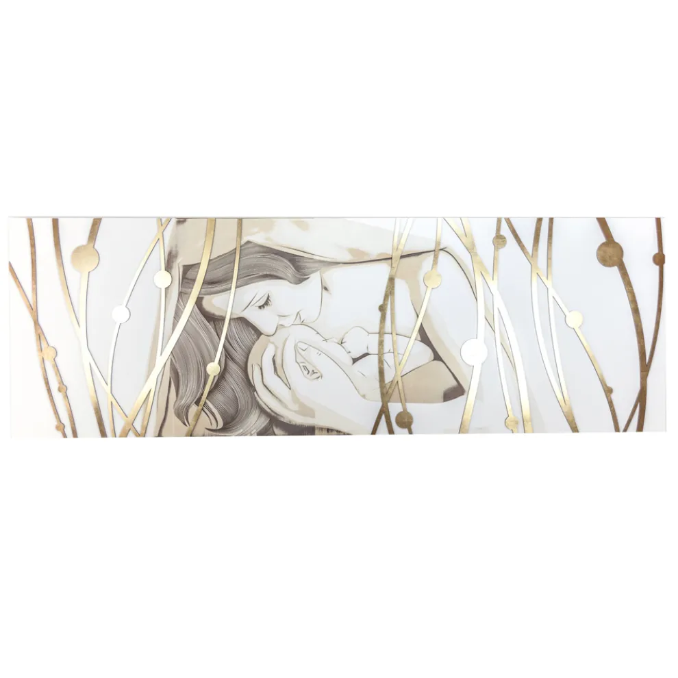 Rechteckiges, mit Laser gefertigtes Gemälde mit Göttin und Kind, hergestellt in Italien – Nagi