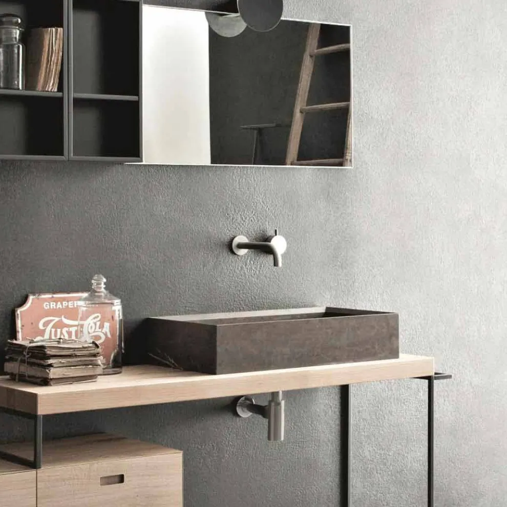 Rechteckiges und modernes Arbeitsplattenwaschbecken aus Designstein - Farartlav3