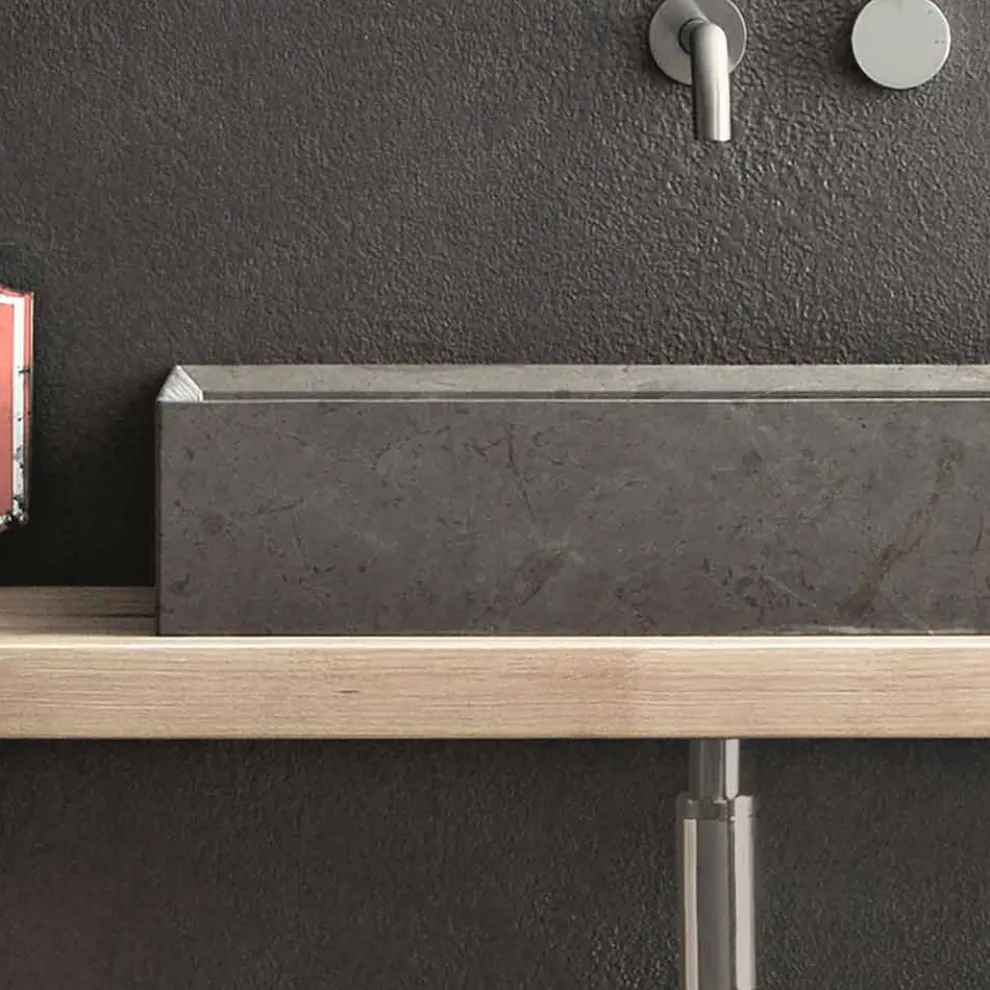 Rechteckiges und modernes Arbeitsplattenwaschbecken aus Designstein - Farartlav3