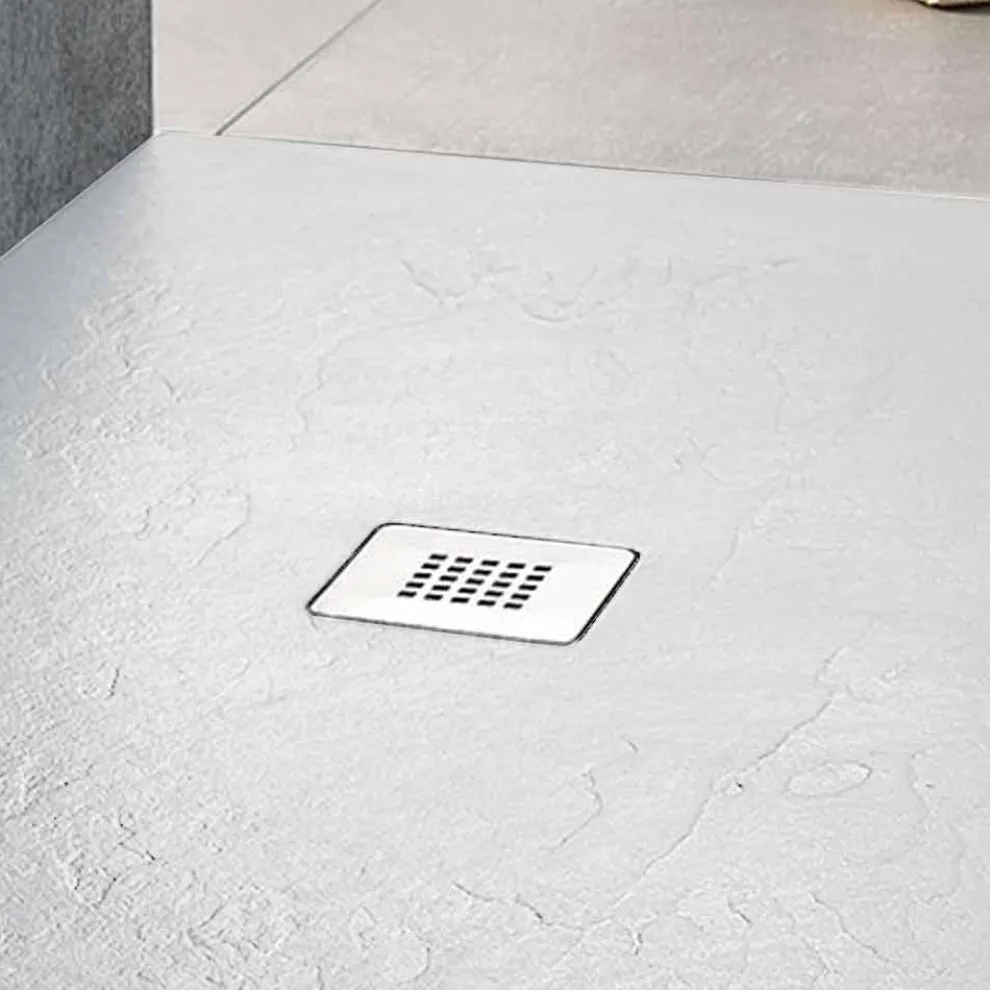 Resin Duschwanne 140x80 in modernem White Slate Effect Finish - Sommo