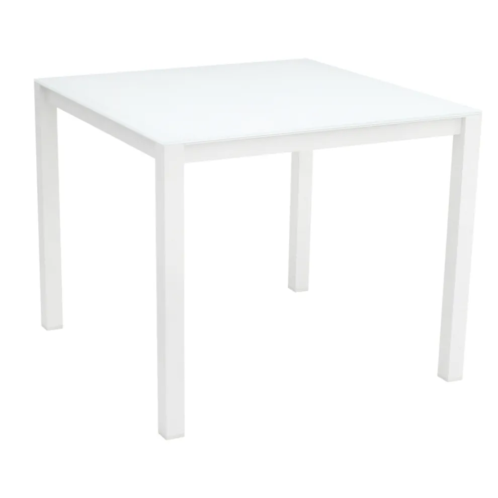 Gartentisch mit Gestell aus lackiertem Aluminium und Glasplatte - Salim