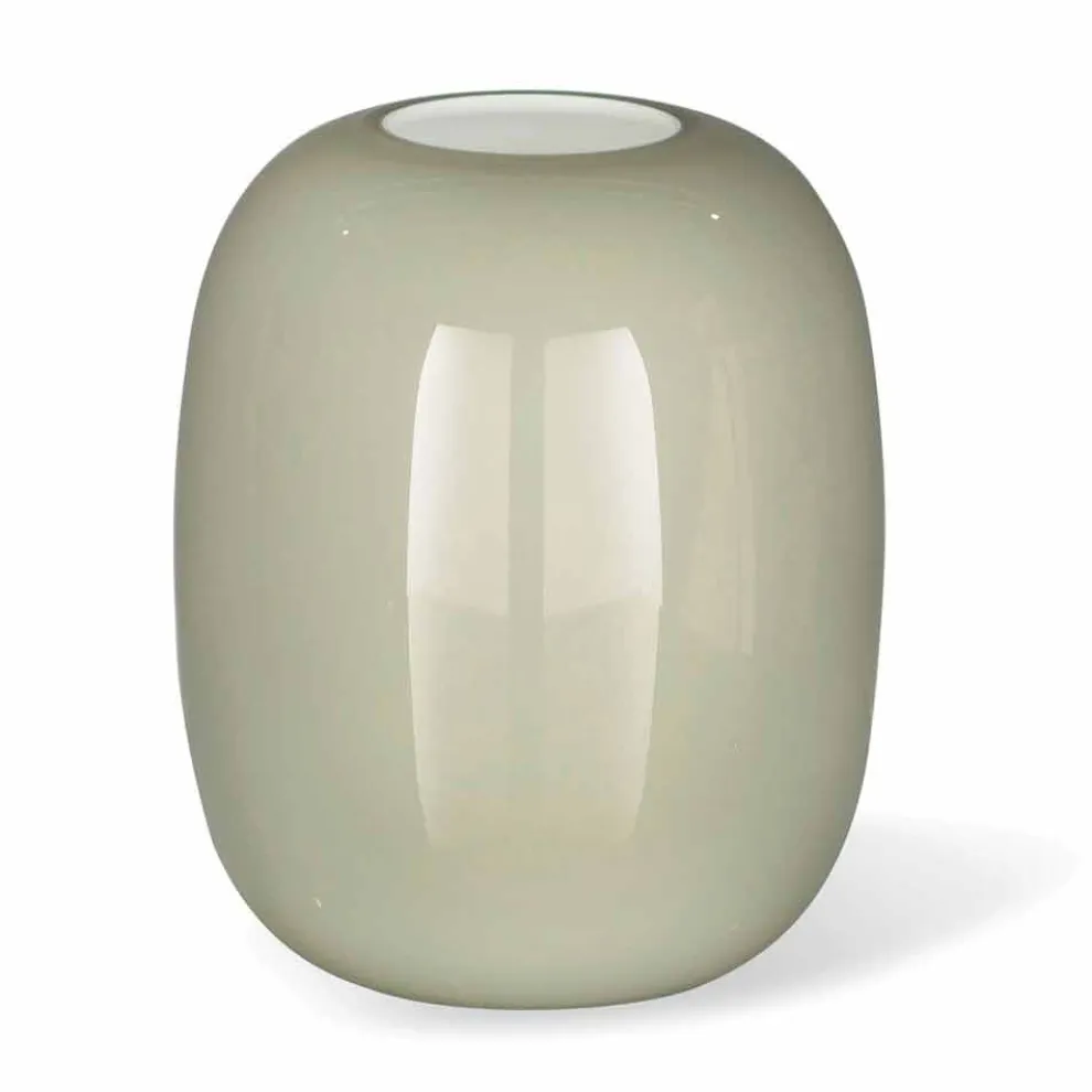 Handgefertigte weiße oder graue glänzende Glasvase Made in Italy - Malindi