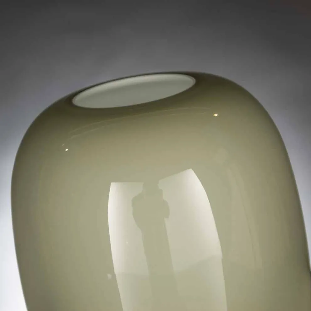 Handgefertigte weiße oder graue glänzende Glasvase Made in Italy - Malindi