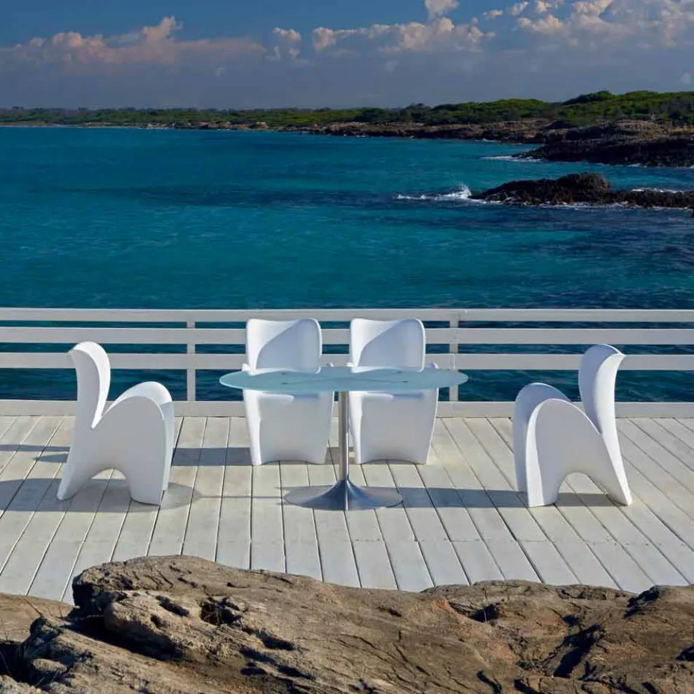 Design Stuhl für drinnen oder draußen aus farbigem Kunststoff 2 Stück - Lily von Myyour