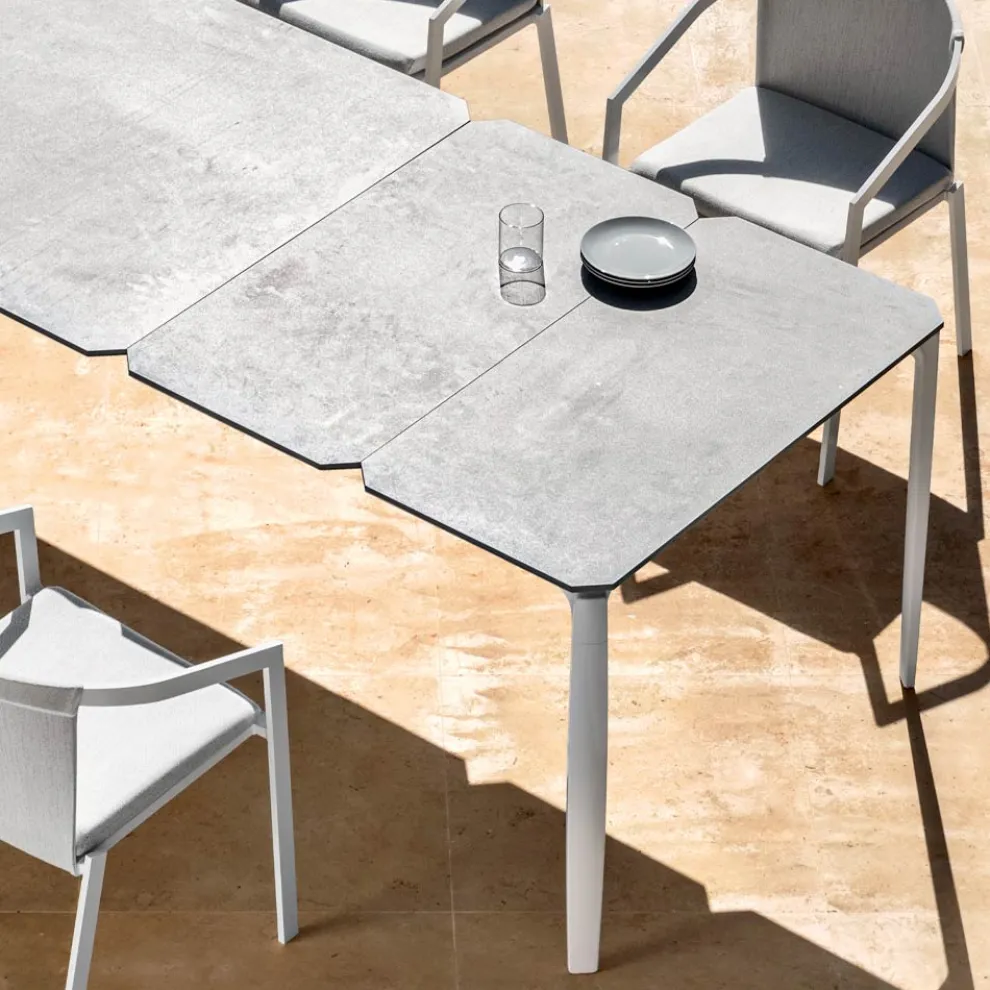 Ausziehbarer Esstisch im Freien 318 cm aus Aluminium und Steinzeug - Filomena