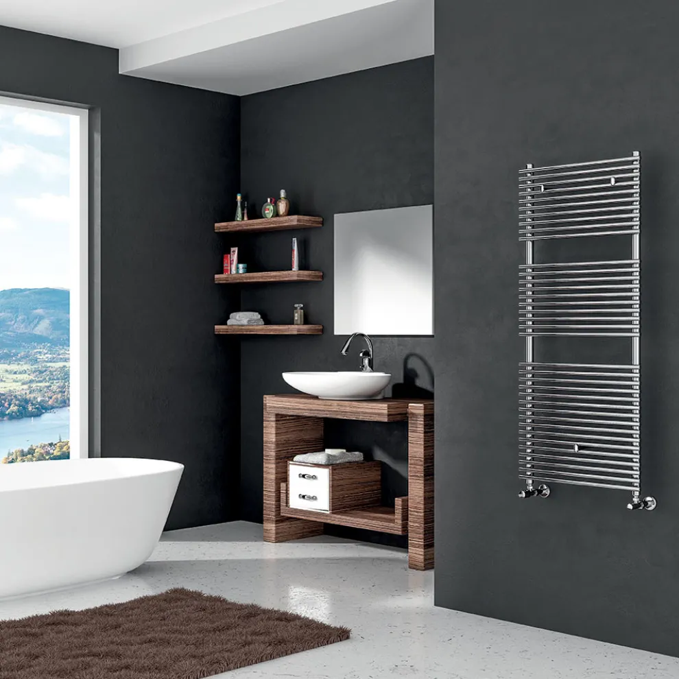 Rohrförmiger Handtuchwärmer aus Chrom bis 1050 Watt Made in Italy - Benji