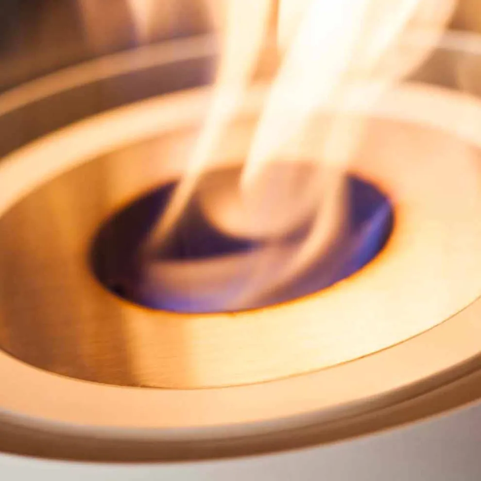 Runde Bio Ethanol Brennkammer aus Edelstahl 0,7Kw Griff 4