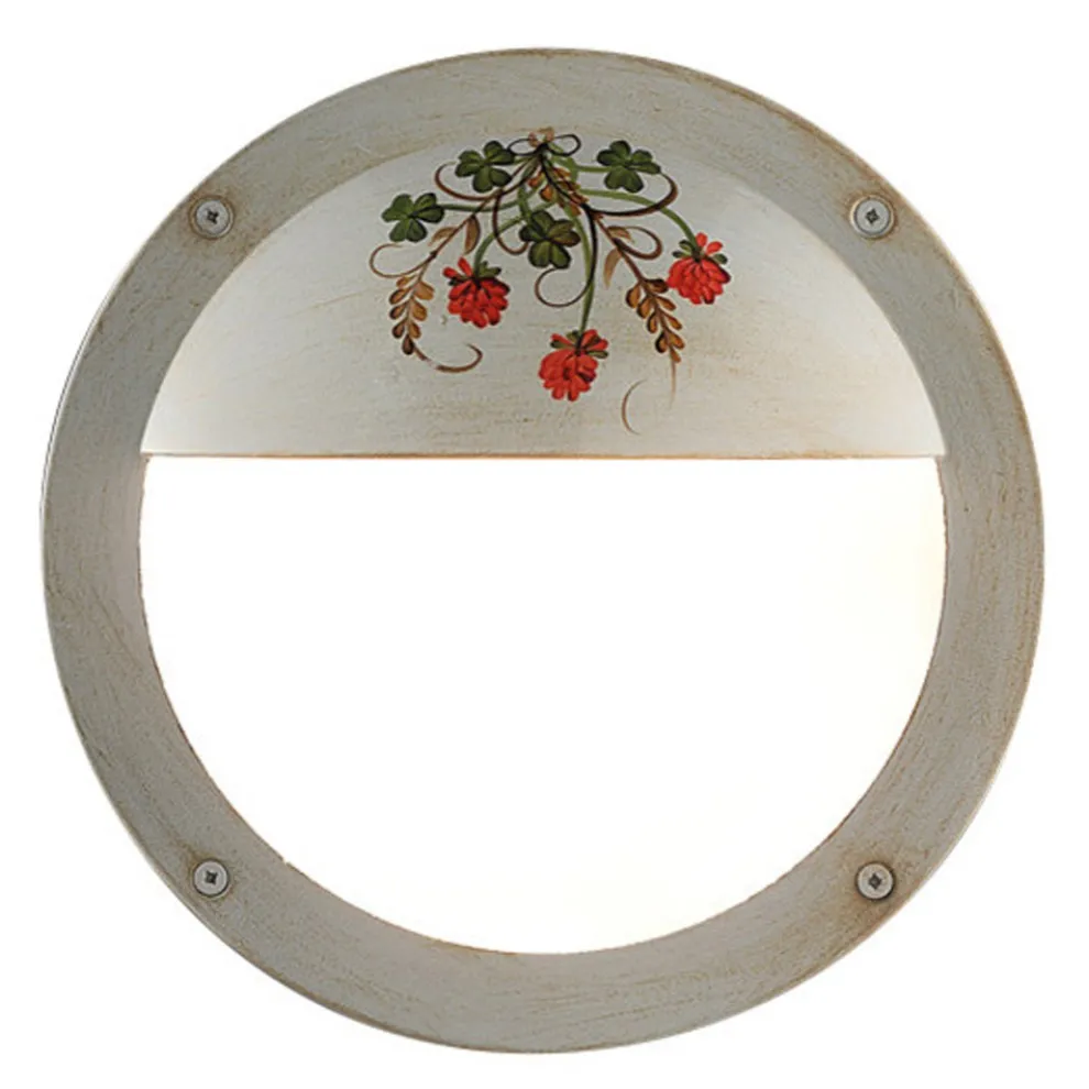 Runde Garten-Wandlampe aus handbemaltem Aluminium - Toast