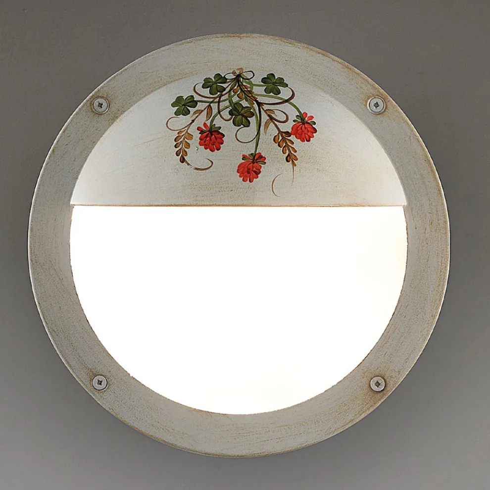 Runde Garten-Wandlampe aus handbemaltem Aluminium - Toast