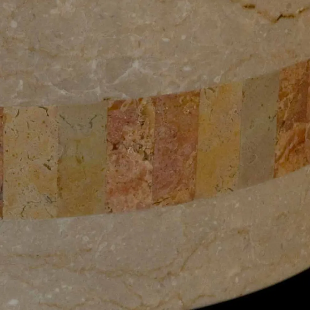 Runder Aufsatzwaschbecken aus Naturstein weiß Clio