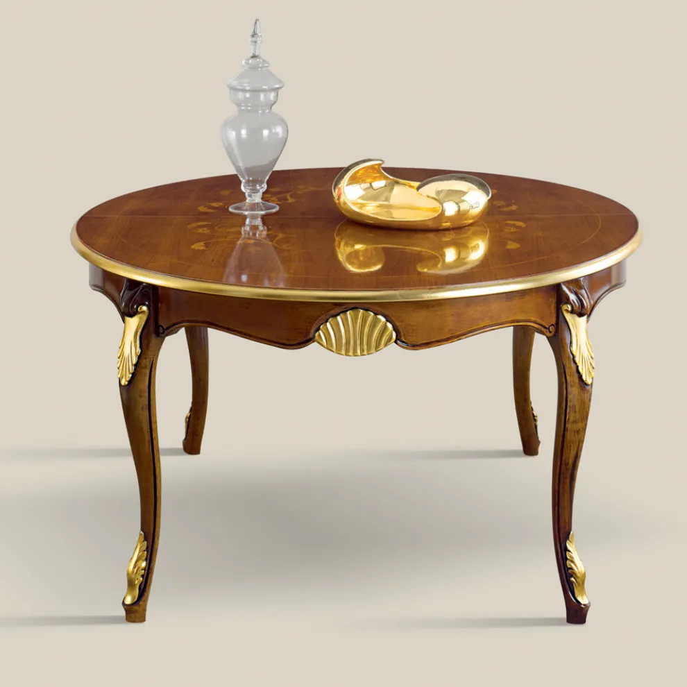 Runder ausziehbarer Esstisch 240 cm aus Holz Made in Italy - Barock