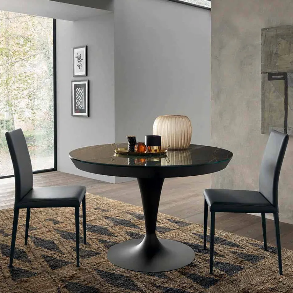 Runder ausziehbarer Esstisch aus Laminam Keramik Made in Italy - Lupetto