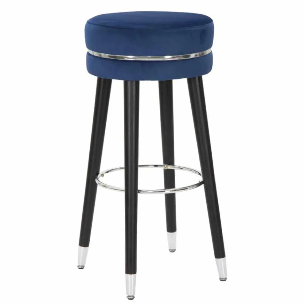 Runder Barhocker im modernen Design aus Stoff und Holz - Rupert