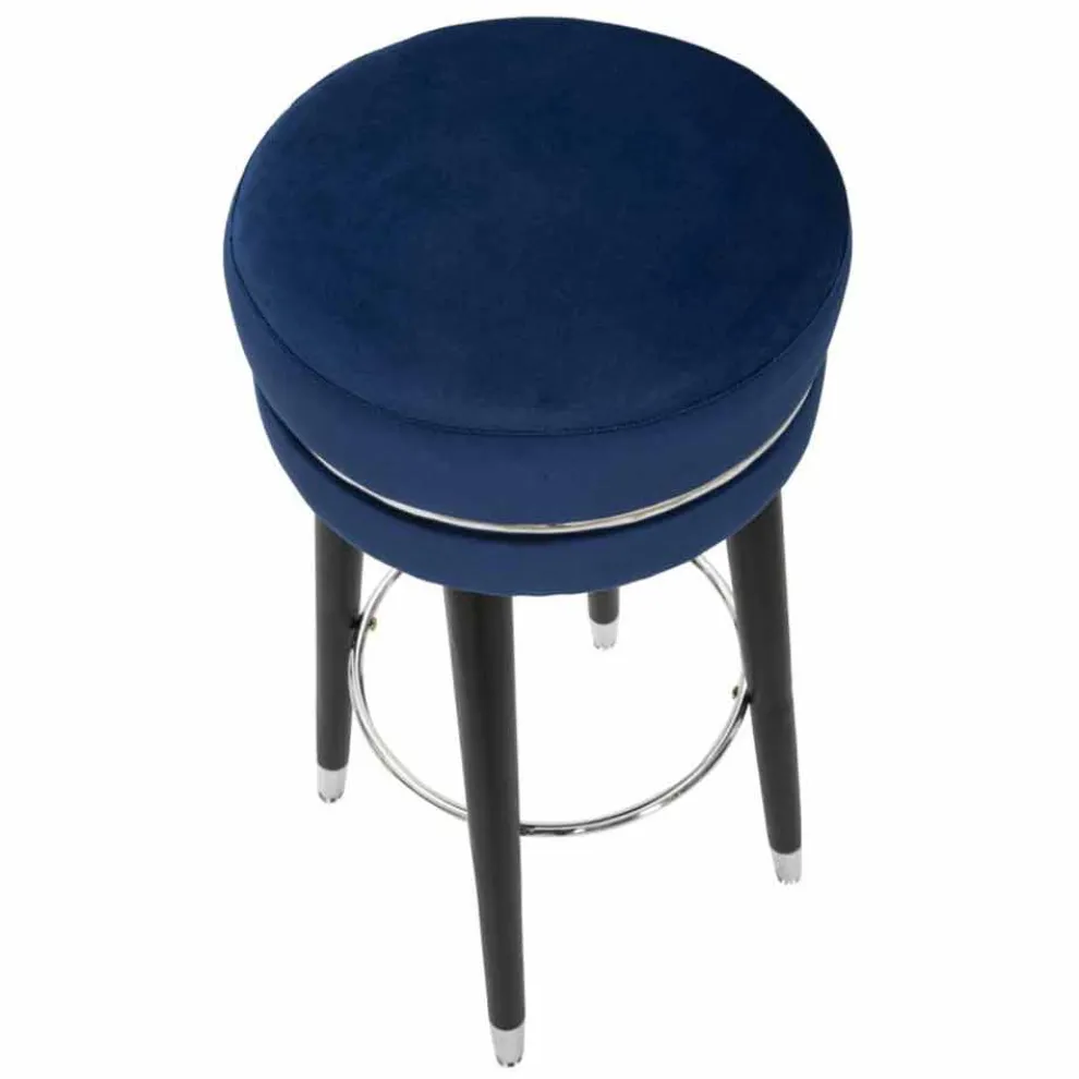 Runder Barhocker im modernen Design aus Stoff und Holz - Rupert