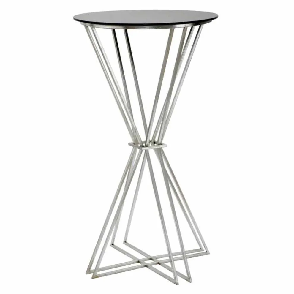 Runder Bartisch im modernen Design aus Eisen und Glas - Benita