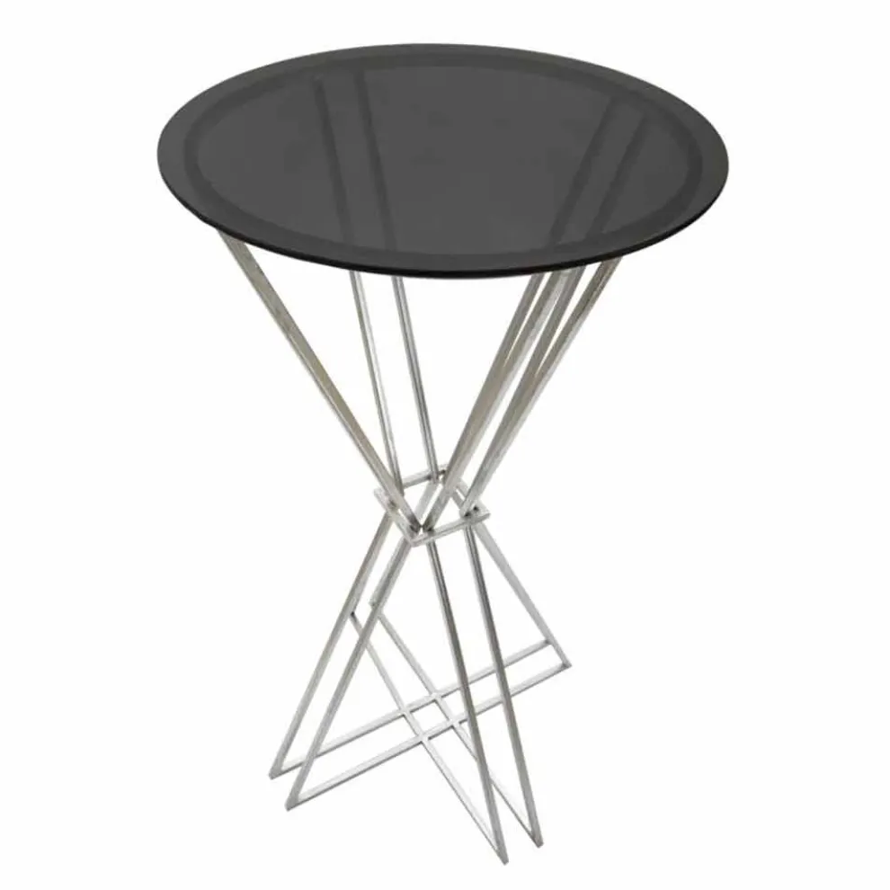 Runder Bartisch im modernen Design aus Eisen und Glas - Benita