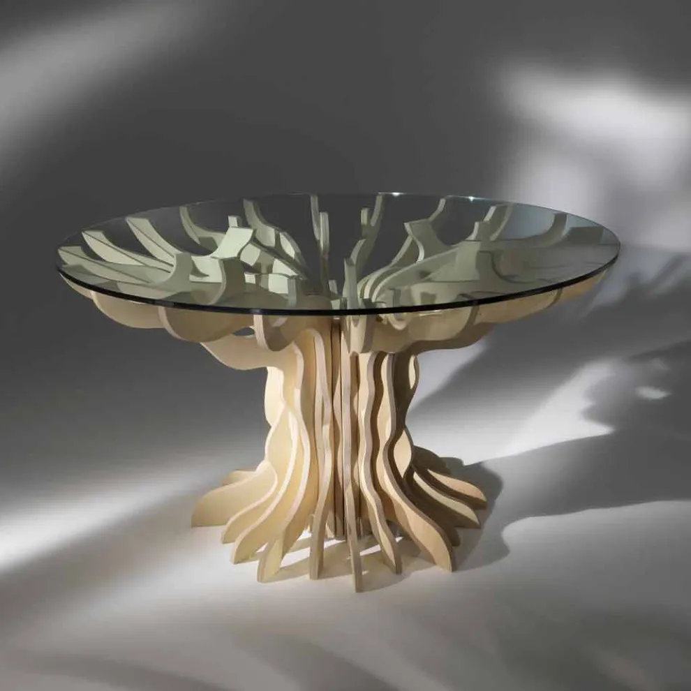 Runder Couch und Estisch aus Kristallglas Cassia