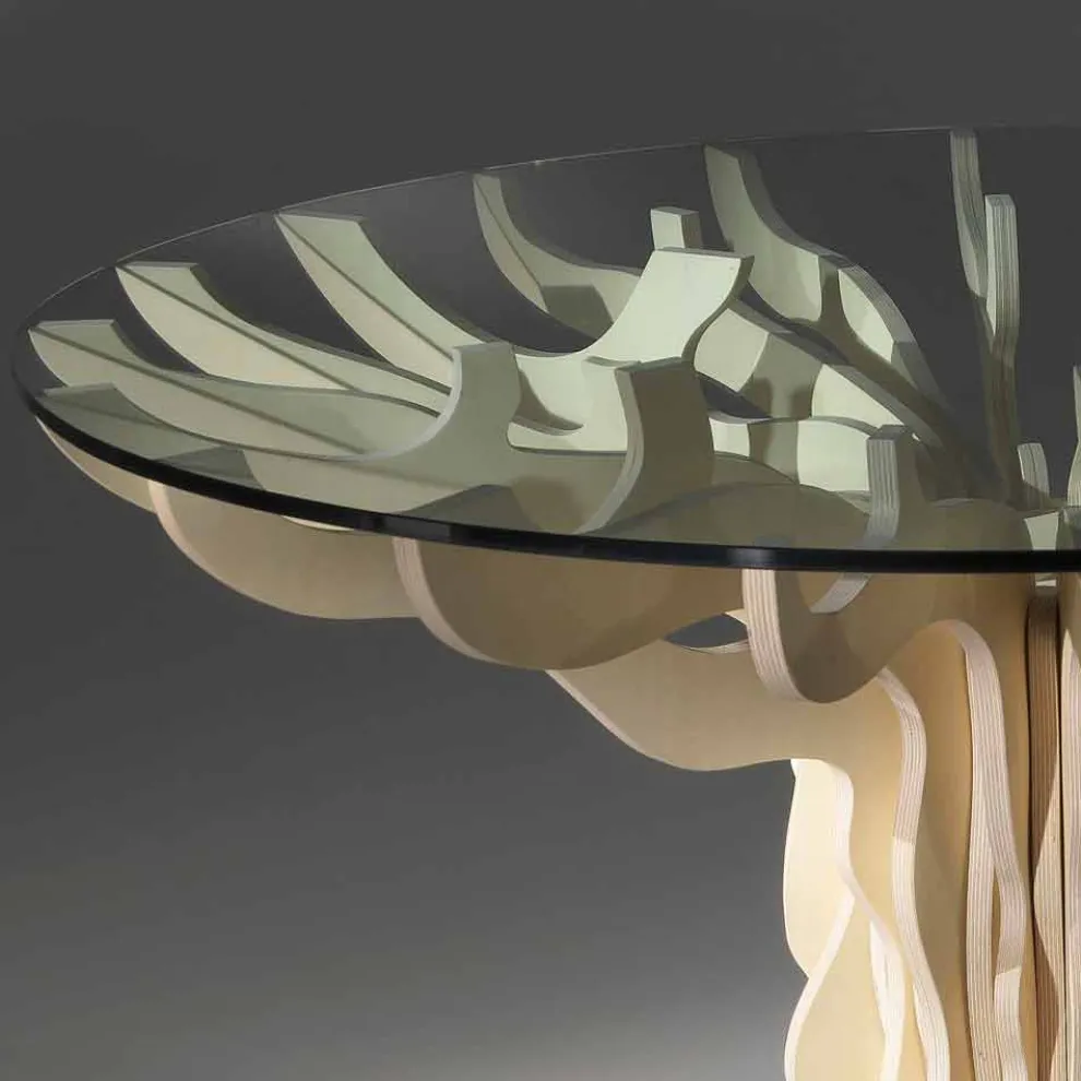 Runder Couch und Estisch aus Kristallglas Cassia