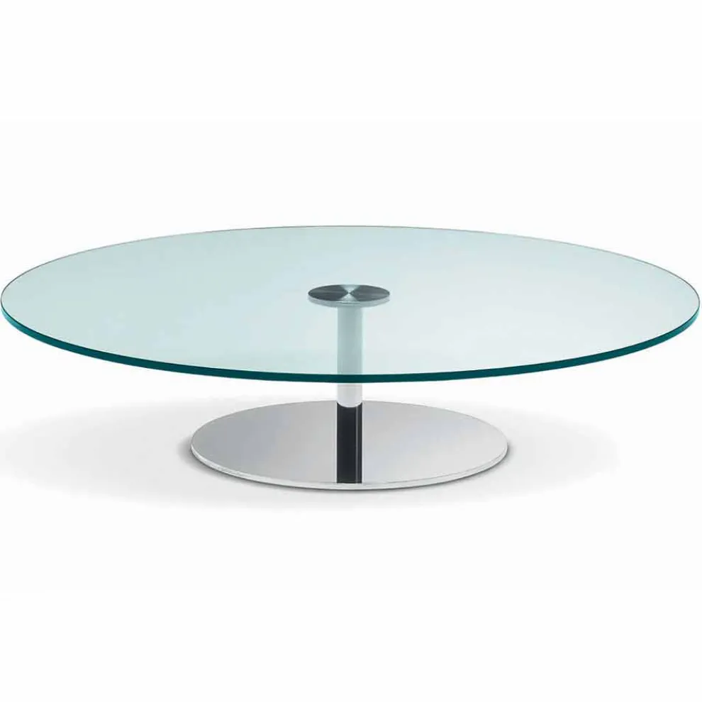Runder Couchtisch aus extra klarem Glas, Luxus Made in Italy - Giovannino