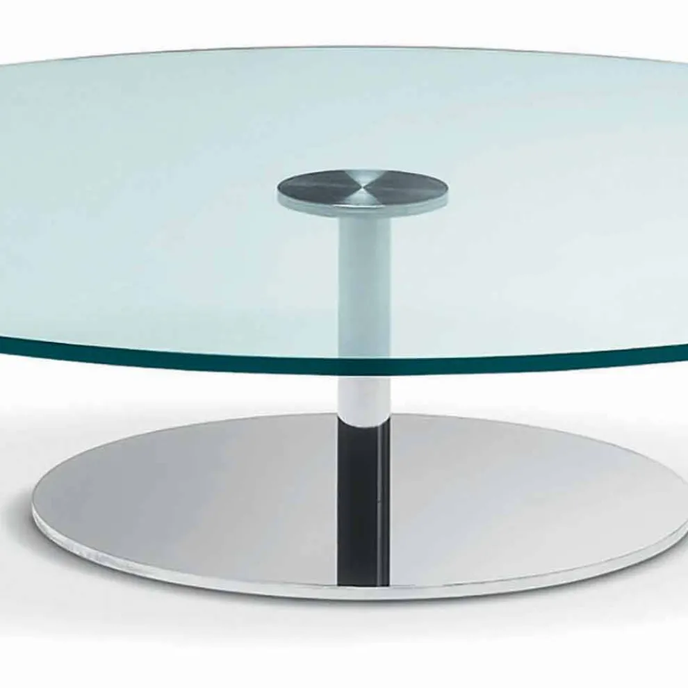 Runder Couchtisch aus extra klarem Glas, Luxus Made in Italy - Giovannino