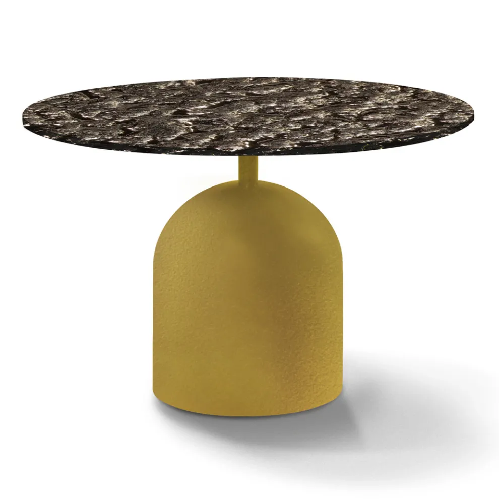 Runder Couchtisch aus geschmiedetem Kristall und Metall Made in Italy - Livigno